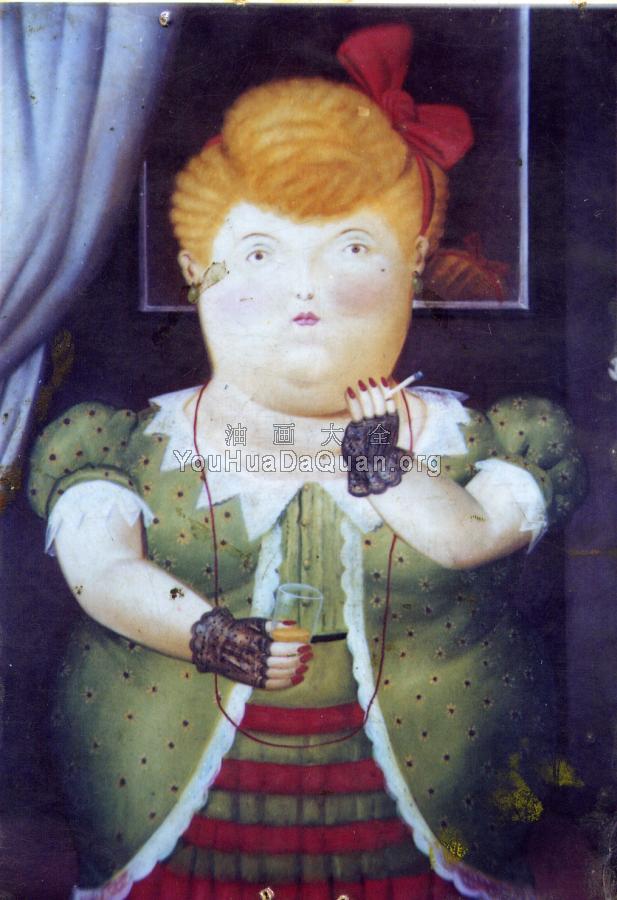 Woman With A Red Bow - 费尔南多·博特罗